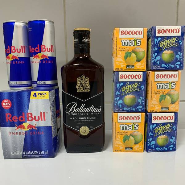 Combo Ballantine’s Bourbon Finish 750ml + 6 Red Bulls + 6 Gelos